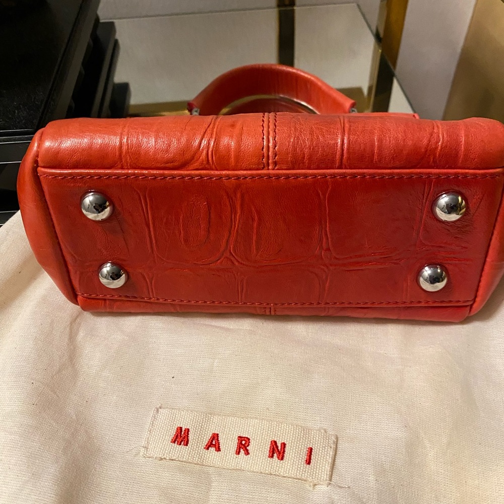 Marni Red Croc-Embossed Handbag - Picture 6 of 8